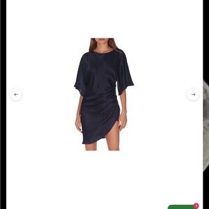 Amanda Uprichard Erte 100% Silk Navy Blue half sleeve Dress‎ Small
